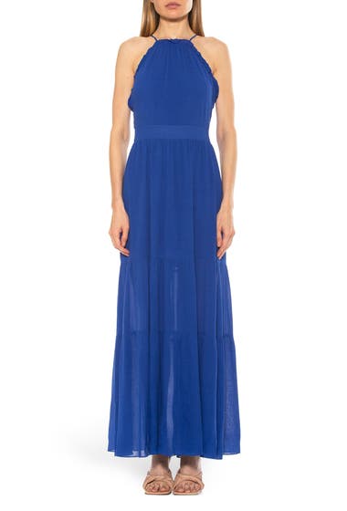 Imbracaminte Femei ALEXIA ADMOR Kira Ruffled Halter Neck Maxi Dress Bright Blue image