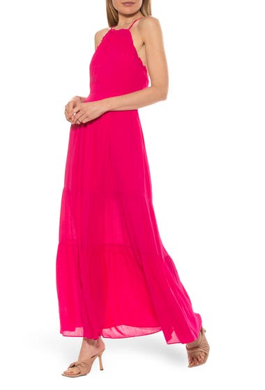 Imbracaminte Femei ALEXIA ADMOR Kira Ruffled Halter Neck Maxi Dress Bright Pink image2
