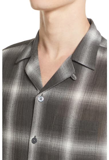 Imbracaminte Barbati AllSaints Mens Landa Relaxed Fit Plaid Short Sleeve Button-Up Shirt Candlelit Black image1