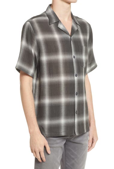 Imbracaminte Barbati AllSaints Mens Landa Relaxed Fit Plaid Short Sleeve Button-Up Shirt Candlelit Black image3