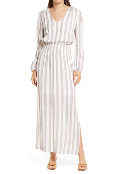 Imbracaminte Femei Fraiche By J Smocked Waist Long Sleeve Maxi Dress Brick image