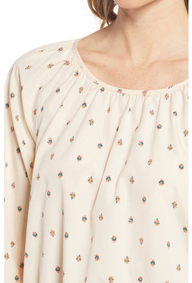Imbracaminte Femei Madewell Gathered Puff Sleeve Cotton Crop Top Sunrise Floral Bone image3