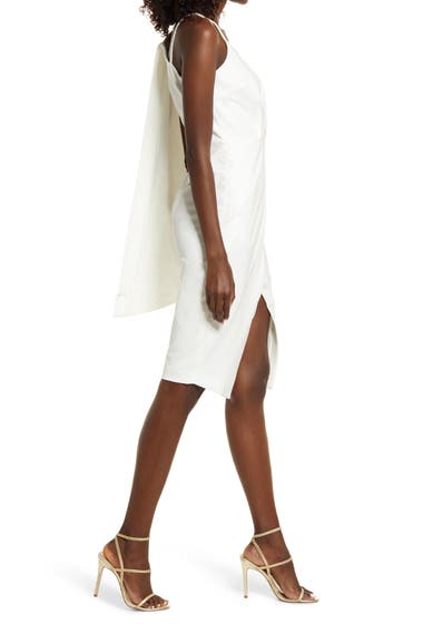 Imbracaminte Femei LAVISH ALICE One-Shoulder Cape Sleeve Cocktail Sheath Dress White image2