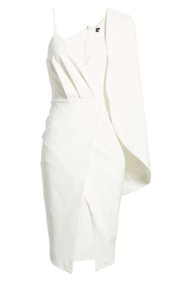 Imbracaminte Femei LAVISH ALICE One-Shoulder Cape Sleeve Cocktail Sheath Dress White image4