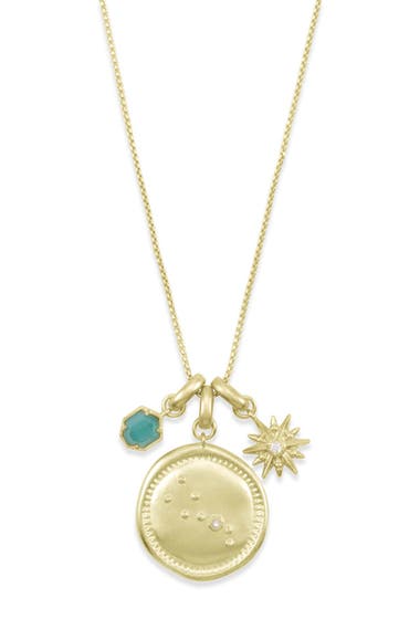 Bijuterii Femei Kendra Scott 14K Gold Plated Taurus Charm Necklace Emerald Cats Eye image0