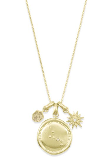 Bijuterii Femei Kendra Scott 14K Gold Plated Taurus Charm Necklace Clear Glass image1