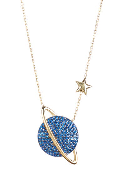 Bijuterii Femei Gabi Rielle Gold Vermeil Blue CZ Planet Star Pendant Necklace Gold Vermeil image1