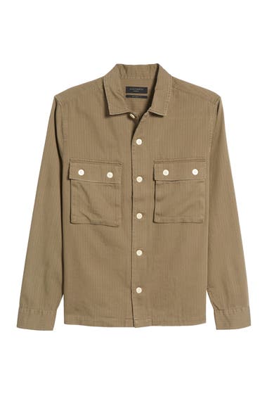 Imbracaminte Barbati AllSaints Vanguard Herringbone Twill Shirt Jacket Khaki Green image5