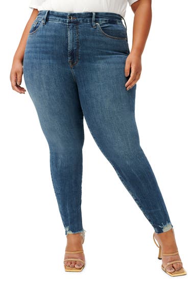 Imbracaminte Femei Good American Good Legs Chewed Hem Skinny Jeans Blue504na image0