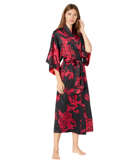 Imbracaminte Femei Natori Luxe Mandarin Floral Robe BlackRed Combo