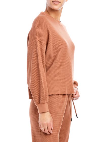 Imbracaminte Femei SAGE COLLECTIVE Delilah Waffle Knit Pullover Almond image2