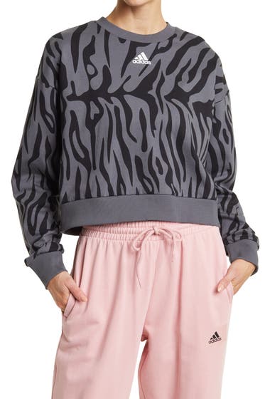 Imbracaminte Femei adidas Tiger Print Cropped Sweatshirt Black Grey Five image0