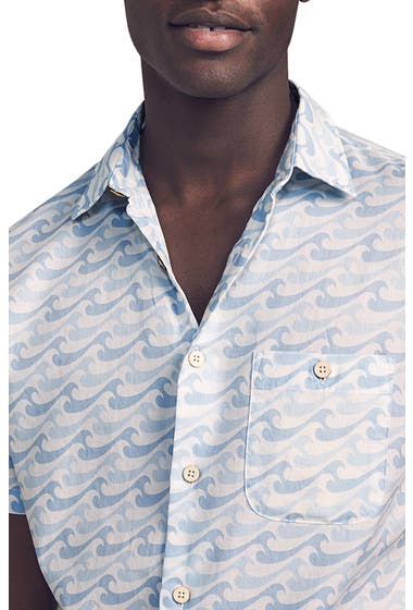 Imbracaminte Barbati FAHERTY BRAND Faherty Playa Wave Print Short Sleeve Button-Up Shirt Ivory Endless Peaks image1