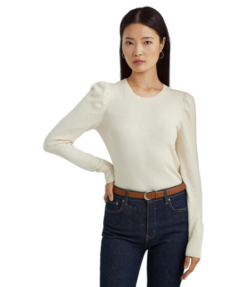Imbracaminte Femei LAUREN Ralph Lauren Cotton-Blend Puff-Sleeve Sweater Mascarpone Cream