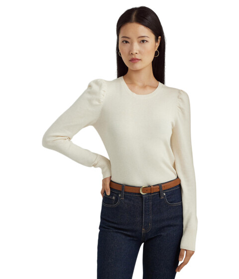 Imbracaminte Femei Lauren Ralph Lauren Cotton-Blend Puff-Sleeve Sweater Mascarpone Cream