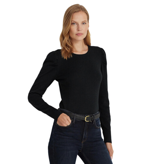 Imbracaminte Femei LAUREN Ralph Lauren Cotton-Blend Puff-Sleeve Sweater Black