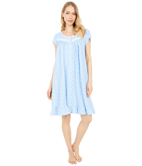Imbracaminte Femei Eileen West 38quot Short Cap Sleeve Nightgown BlueFlor image1