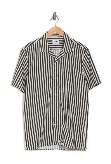 Imbracaminte Barbati NN07 Miles Stripe Print Short Sleeve Shirt Navy Stripe image5