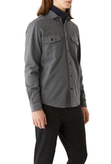 Imbracaminte Barbati FRANK AND OAK Heavy Herringbone Flannel Button-Up Shirt Grey Heather image3