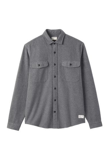 Imbracaminte Barbati FRANK AND OAK Heavy Herringbone Flannel Button-Up Shirt Grey Heather image5