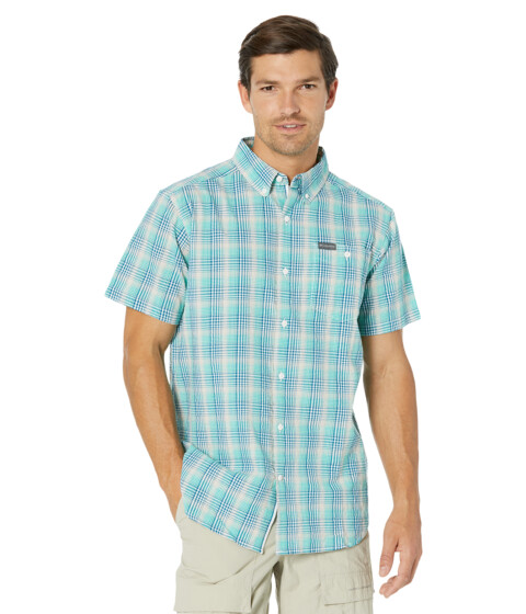 Imbracaminte Barbati Columbia Brentyn Trailtrade II Short Sleeve Electric Turquoise Ombre Gingham