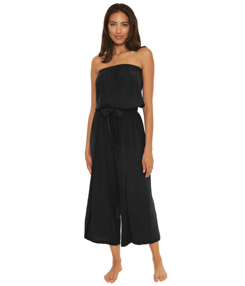 Imbracaminte Femei BECCA by Rebecca Virtue Ponza Crinkled Rayon Jumpsuit Cover-Up Black 1