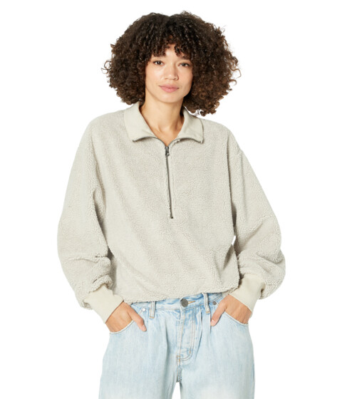 Imbracaminte Femei Dylan by True Grit Sherpa Modern Zip Pullover Sweatshirt Sandstone