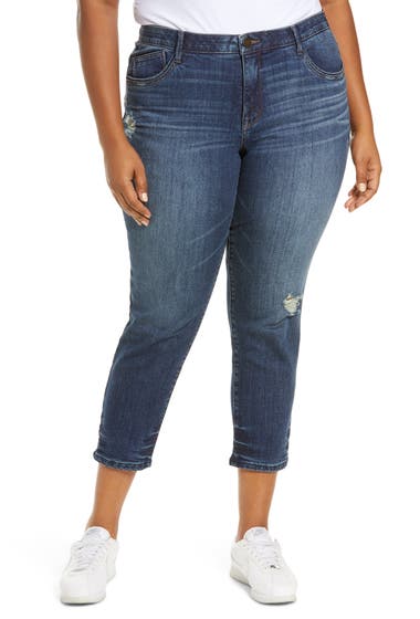 Imbracaminte Femei Wit Wisdom Ab-solution High Waist Distressed Crop Skinny Jeans Blue image