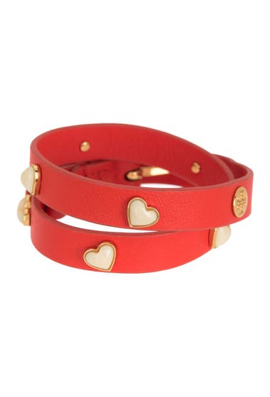 Bijuterii Femei Tory Burch Amore Heart Leather Double Wrap Bracelet Samba Tory Gold image
