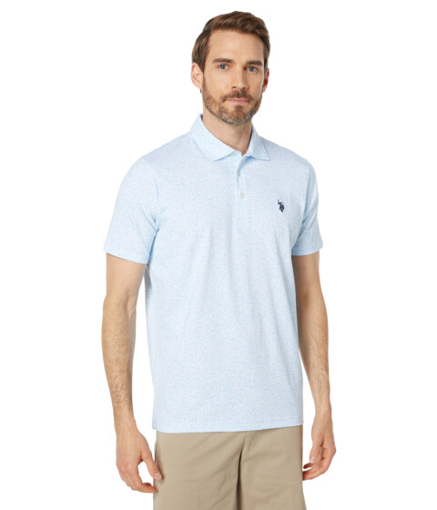 Incaltaminte Barbati US Polo Assn Short Sleeve Floral All Over Print Knit Shirt Open Air Blue