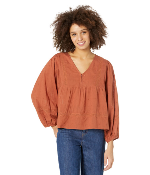 Imbracaminte Femei Lucky Brand Lace Inset V-Neck Blouse Sequoia