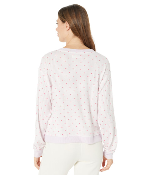 Imbracaminte Femei Lucky Brand Cloud Jersey Long Sleeve V-Neck Top Lilac Stripe with Hearts