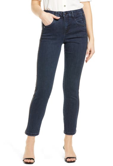 Imbracaminte Femei Wit Wisdom Ab-Solution Side Stripe High Waist Straight Leg Jeans Inbk-Indigo Black image5