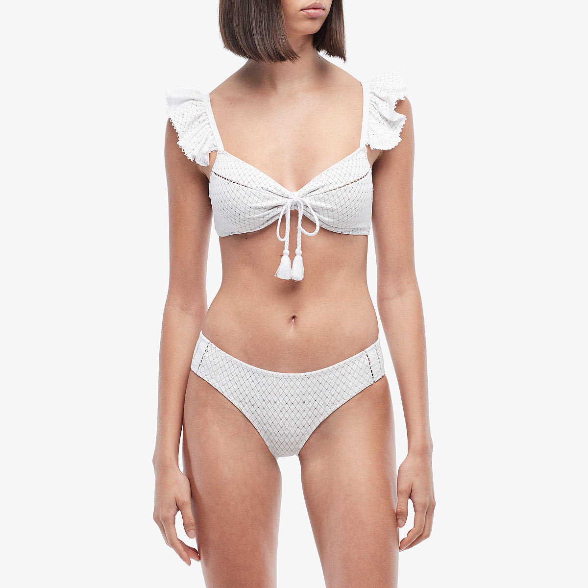Imbracaminte Femei Jonathan Simkhai Lace Ruffle Bikini Top White