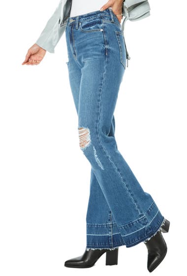 Imbracaminte Femei Juicy Couture Ripped High Waist Raw Hem Flare Leg Jeans Medium Wash image2