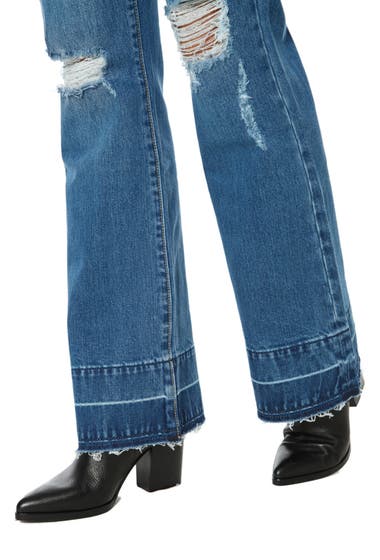 Imbracaminte Femei Juicy Couture Ripped High Waist Raw Hem Flare Leg Jeans Medium Wash image3