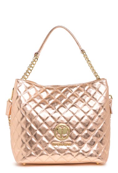 Genti Femei Persaman New York Ana Diamond Quilted Leather Satchel Rose Gold image0