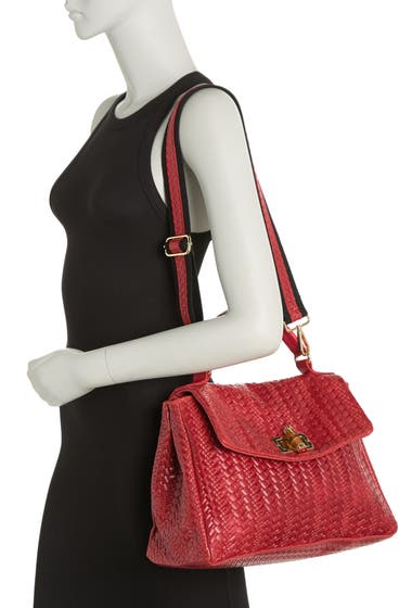 Genti Femei Persaman New York Paris Top Handle Leather Satchel Red image1