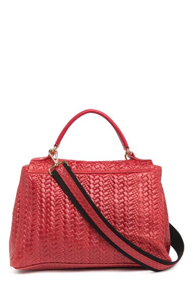Genti Femei Persaman New York Paris Top Handle Leather Satchel Red image2