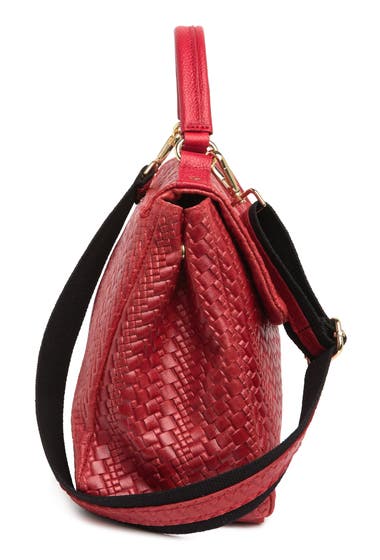 Genti Femei Persaman New York Paris Top Handle Leather Satchel Red image3