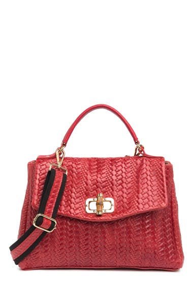 Genti Femei Persaman New York Paris Top Handle Leather Satchel Red image0