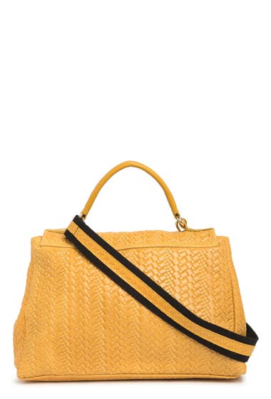 Genti Femei Persaman New York Paris Top Handle Leather Satchel Yellow image2
