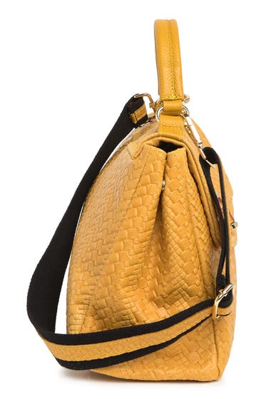 Genti Femei Persaman New York Paris Top Handle Leather Satchel Yellow image3