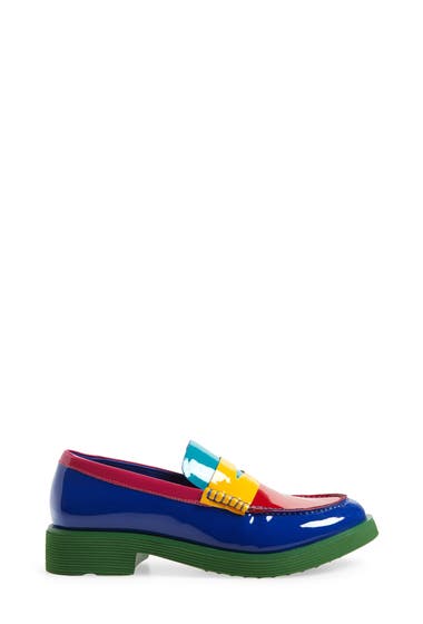 Incaltaminte Femei Jeffrey Campbell Lenna Penny Loafer Blue Red Yellow Pat Combo image2