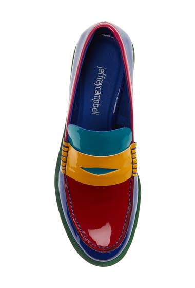 Incaltaminte Femei Jeffrey Campbell Lenna Penny Loafer Blue Red Yellow Pat Combo image4