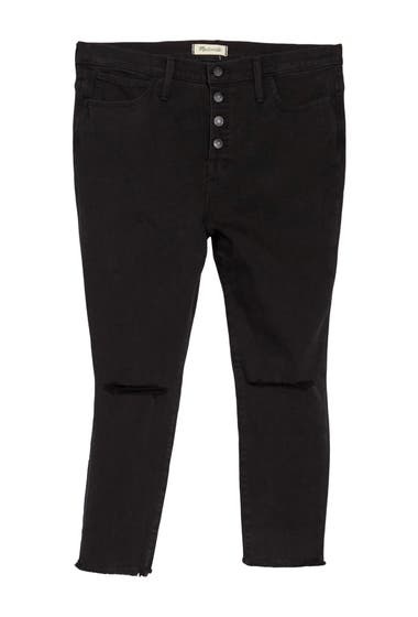 Imbracaminte Femei Madewell Button Fly Skinny Jeans Black Rip image0