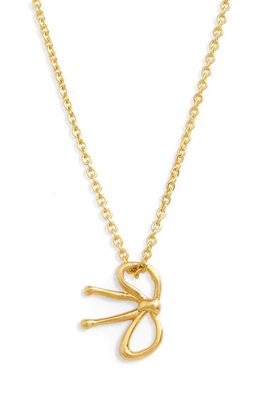 Bijuterii Femei Madewell Tiny Bow Pendant Necklace Vintage Gold image0