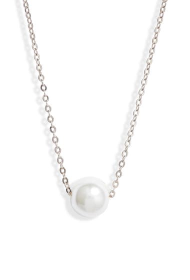 Bijuterii Femei Nordstrom Imitation Pearl Pendant Necklace White- Silver image