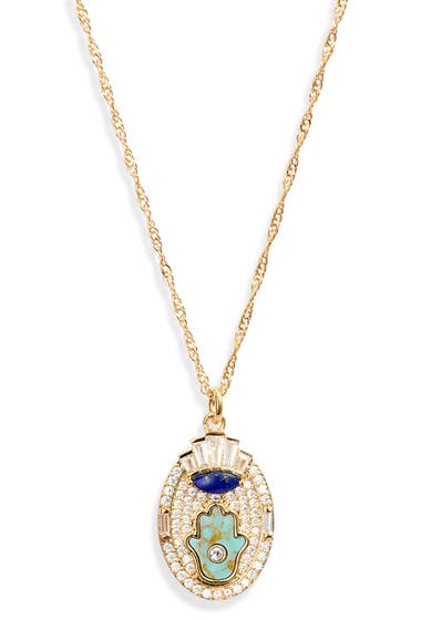 Bijuterii Femei Nordstrom Joyful Talisman Pendant Necklace Turquoise- Gold- Hamsa image0
