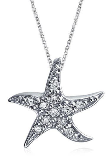 Bijuterii Femei Bling Jewelry Sterling Silver CZ Starfish Pendant Necklace Silver image2